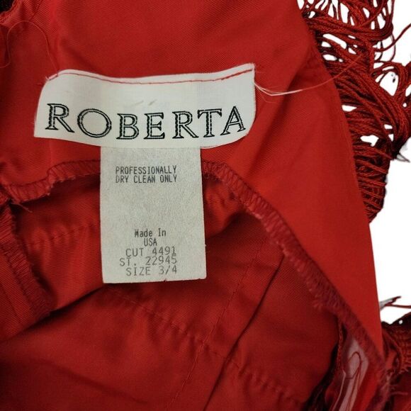 Vintage Roberta 80s Does 20s Flapper Fringe Cocktail Dress Womens Size 3 Red Gat - Picture 6 of 7